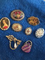 Job Lot 8 Vintage Style Brooches - Victorian & Romantic Revival Bundle