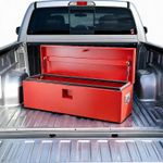 Red Metal Truck Toolbox 100° Open Weatherproof Rust-Proof Pickup Trailer Storage