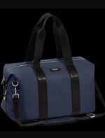Versace Blue & Black Solid Duffle Bag with Shoulder Strap, Extra Compartments