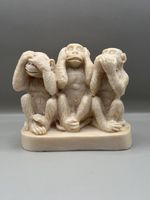 Three Wise Monkeys Figurine Faux Ivory Resin See Hear Speak No Evil Ornament