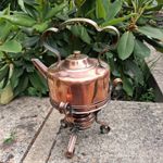 ANTIQUE SMALL COPPER KETTLE ON STAND