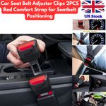 Car Seat Belt Adjuster Clips 2PCS Red Comfort Strap for Seatbelt Positioning