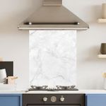 Premium Various Sizes White Veiny Marble 6mm Glass Toughened Kitchen Splashback