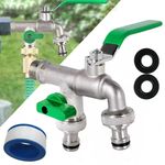 1/2" 3/4"BSP Double Duo Outlet Garden Outdoor Tap Ball Valve Zinc Alloy Faucet