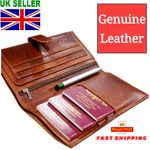 Leather Travel Wallet Multi Passport Boarding Pass Ticket Cash Fast Shipping