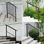 Outdoor Black Steel Handrail For Garden Stairs Steps Safety Grab Mobility Rail