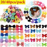 40PCS Baby Girls kids Ribbon Bow Alligator Hair Clip Cute Bows Clips School Pair