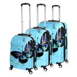 Hard Shell Case 4-Wheel Spinner Suitcase PC Hand Cabin Luggage Trolley Butterfly