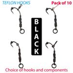 10 X *BLACK* Ronnie Rigs hair rigs TEFLON hooks carp rigs fishing pop up tackle