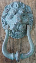 Superb Large Antique Victorian Brass Lion Head Front Door Knocker - England