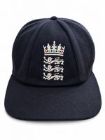 NAVY MELTON WOOL CLASSIC SENIOR CRICKET CAP WITH ENGLAND LOGO 58-61CM