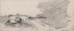 George Charles Haite (1855-1924) Pencil Drawing 1894 Canal Brentford, London