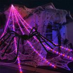 Halloween Luminous Spider Web LED Lights Garden Hanging Waterproof Decor UK