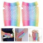 3 Pairs Colorful Fishing Net Short Gloves Fashion Lady Women Half Finger Gloves