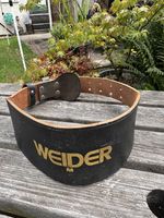 Weider Vintage Weight Lifting Belt Size Medium Black Leather Buckled Belt