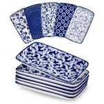 vancasso 8.5"/9.5" Porcelain Sushi Plates Set of 6 Blue and White Serving Plates