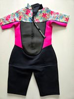 Animal Kids Shortie Wetsuit 7-8 Years Black/Pink Floral Print
