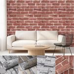 1-6X Realistic 3D Vintage Brick Effect Rustic Stone Red/Grey Textured Wallpaper