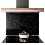 Glass Splashback Backsplash Kitchen Tile Cooker Wall Panel Black Terrazzo 12