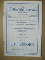 Theatre Royal Programme- OFF THE RECORD by S Kinh Hall & Ian Hay