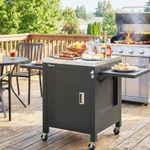 Outdoor Grill Cart with Stainless Steel Tabletop, BBQ Table with a Cabinet