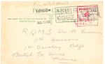 GB "LONDON AUG 15 15E - RECEIVED FROM H.M. SHIP. - NO CHARGE TO BE RAISED" very 