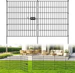 4 Panels No Dig Garden Fence with Gate Rustproof Metal Animal Barrier Fencing