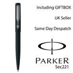 Genuine Parker Vector MATTE BLACK CT  Ballpoint pen - CHROME CLIP FREE GIFT BOX