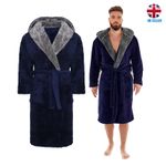 i-Smalls Mens Dressing Gown Super Soft Fleece Hooded Housecoat Robe with Belt S