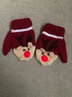 Hand knitted reindeer mittens to fit 12/18 months baby