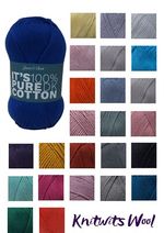 James C Brett It's 100% Pure Cotton DK Knitting Crochet Yarn, 100g - 48 Colours