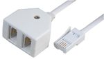 PRO SIGNAL - BT Plug to Double Socket Telephone Extension Lead, 3m