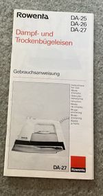 Leaflet for Rowenta Iron Model DA-25/26/27. Original Vintage