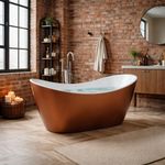 1600mm Freestanding Slipper Bath – Matt Copper & White Acrylic – Modern Luxury