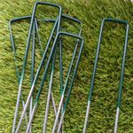 Artificial Grass U Pins Fixing Pegs Green Top Galvanised Astro Turf Staples