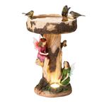 Solar Powered Bird Bath Fountain Garden Water Feature with LED Light