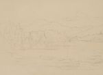 T. WEBER (1813-1875), River Landscape with Mountains, Pencil Romantic Nature
