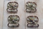 Four antique coppered brass large Art Nouveau pull drawer handles. Circa 1900
