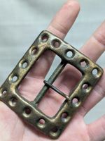 vintage 1970s belt buckle BRUTALIST handcrafted BRASS patina RUSTIC western