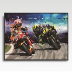 Valentino Rossi Marc Marquez MotoGP art print from painting by Greg Tillett