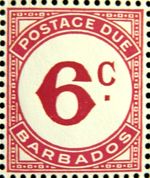 BARBADOS 1953 SGD6a. 6c. CARMINE POSTAGE DUE  -  MNH