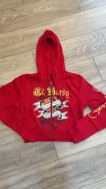 Ed Hardy Red Cropped Hoodie Woman’s New XL