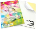 EVG 500 Sheets A4 White Matte Self Adhesive Sticker Paper | Inkjet & Laser