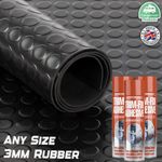 Rubber Flooring Mat Roll (3mm) + Trim-Fix Glue | Anti-Slip Coin Pattern Durable