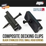 Composite Decking Clips Hidden Fixings Plastic T WPC & BLACK Stainless Screws