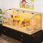Wooden Hamster Cage Small Animal Habitat Enclosure w/ Glass Window, Openable Top