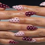 Almond False Nails with Glue - Polka Dot Press on Nails Almond - 24PCS Soft Gel