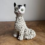 Rare 1950s Gatto, Mid-Century Italian Ceramic Cat Sculpture Spaghetti Pottery