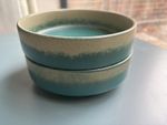 Set of 2 Japanese handmade green salad Starter side dish Ramen soup bowl deep