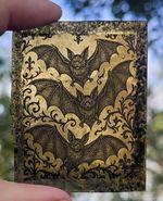 Stained glass Bats traditional kiln fired amber painted piece bat